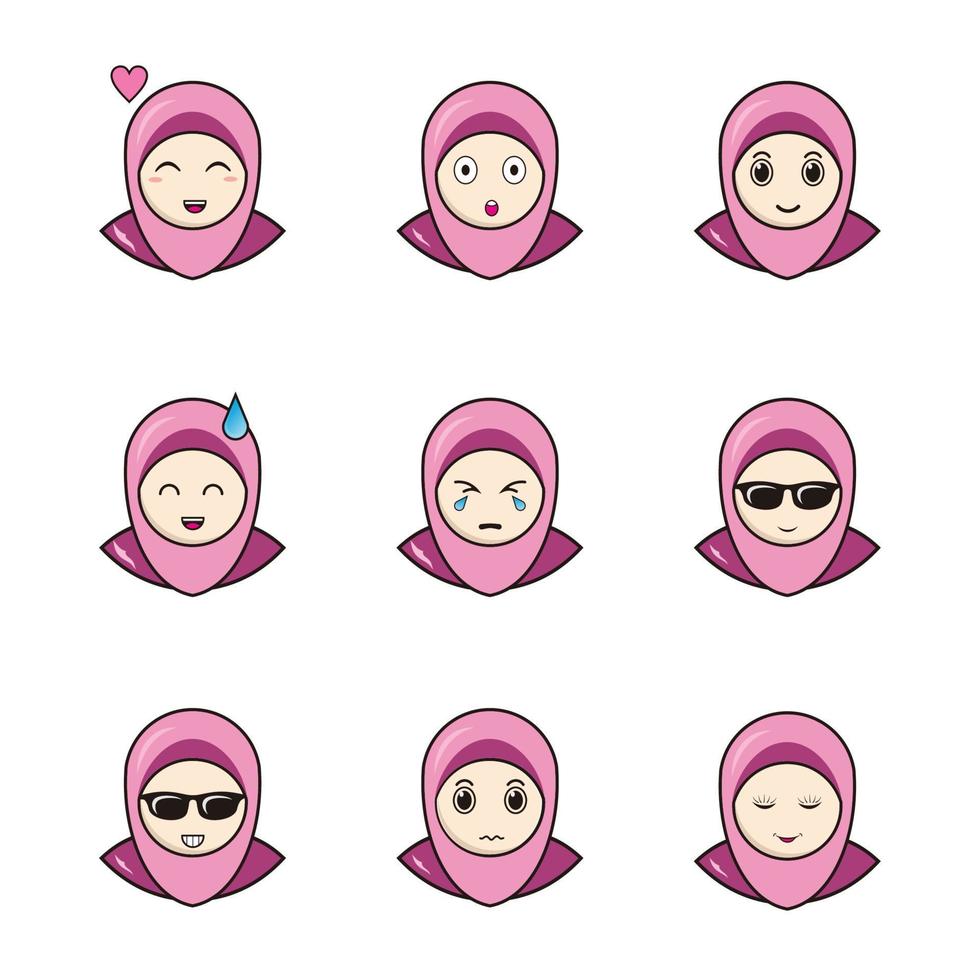 Hijab Mädchen Emoticon islamische Zeichen Vektor