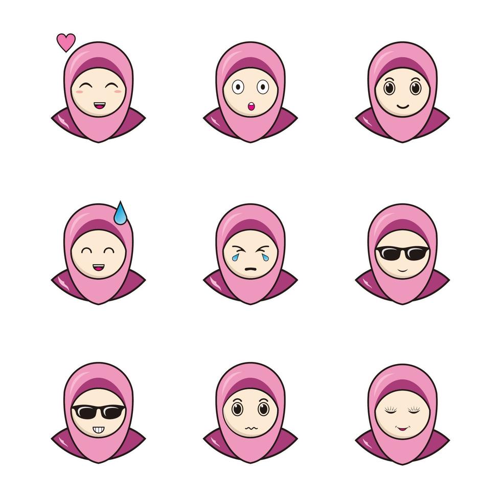 hijab flicka uttryckssymbol islamiska tecken vektor