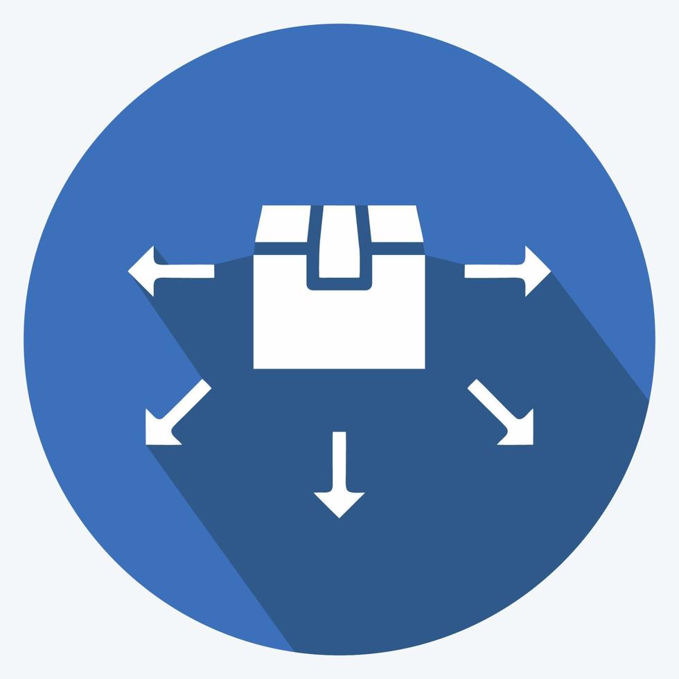 Icon-Verteilung. geeignet für Bildungssymbol. langer Schattenstil. einfaches Design editierbar. Design-Vorlagenvektor. einfache Abbildung vektor