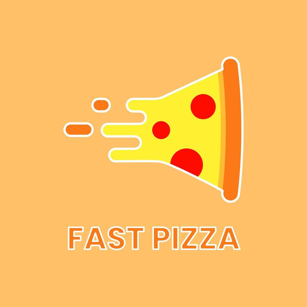 schnelles Pizza-Logo-Konzept. Flaches, modernes und einfaches Logo. gelb, orange und braun. geeignet für logo, symbol, symbol und zeichen. wie Lebensmittel- oder Restaurantlogo vektor