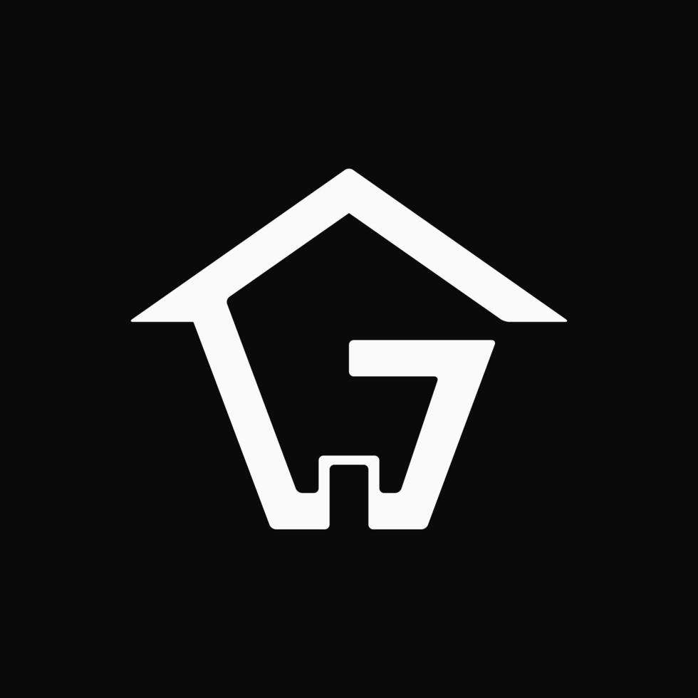 enkelt hus och bokstav g logotyp koncept. abstrakt, monokrom, platt och linje logotyp. lämplig för logotyp, ikon, symbol och tecken. såsom fastighets- och fastighetslogotyp vektor