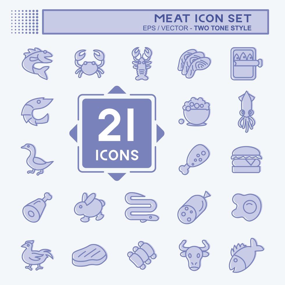Icon-Set Fleisch. für Lebensmittel geeignet. zweifarbiger Stil. einfaches Design editierbar. Design-Vorlagenvektor. einfache Abbildung vektor