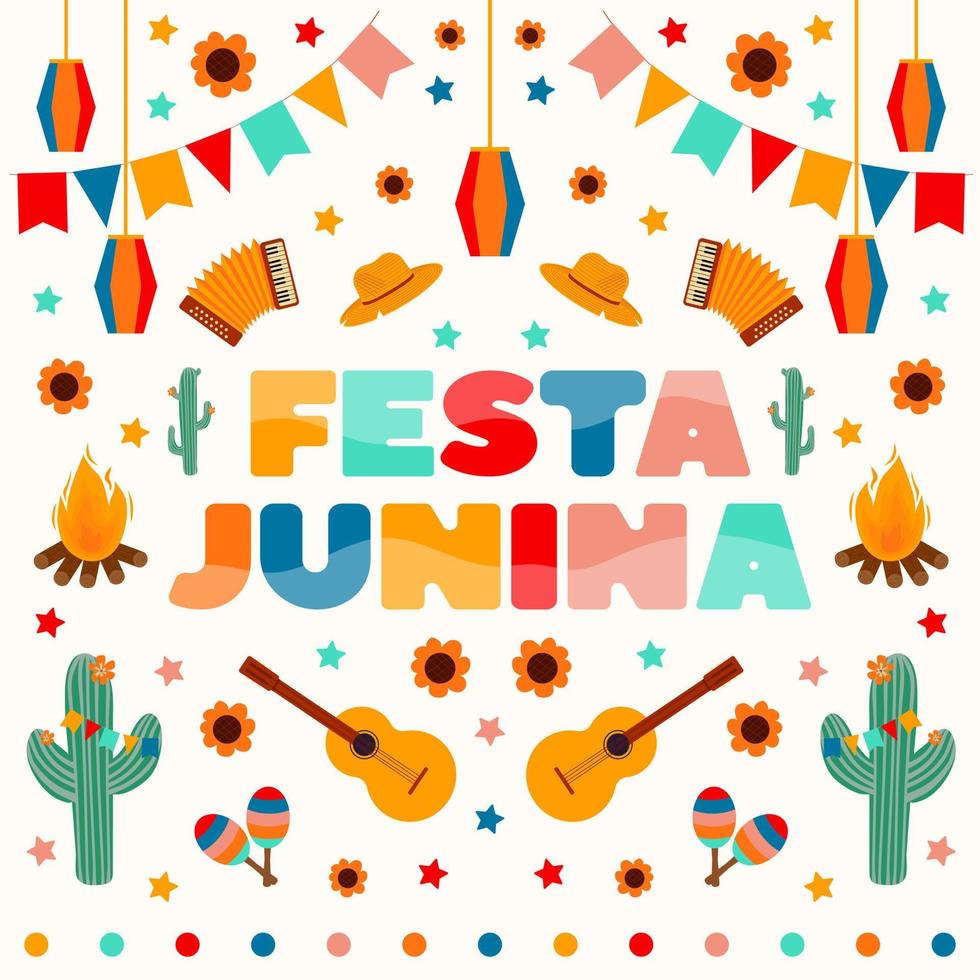 festa junina-Karte, traditionelles brasilianisches Juni-Festival. vektor