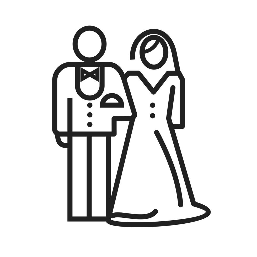 Braut und Bräutigam Liniensymbol vektor