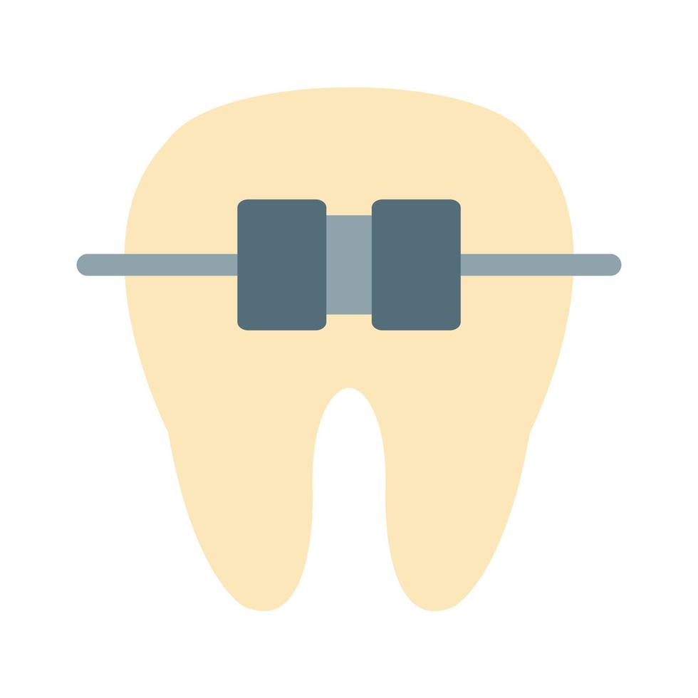 Zahn mit Klammern flaches mehrfarbiges Symbol vektor