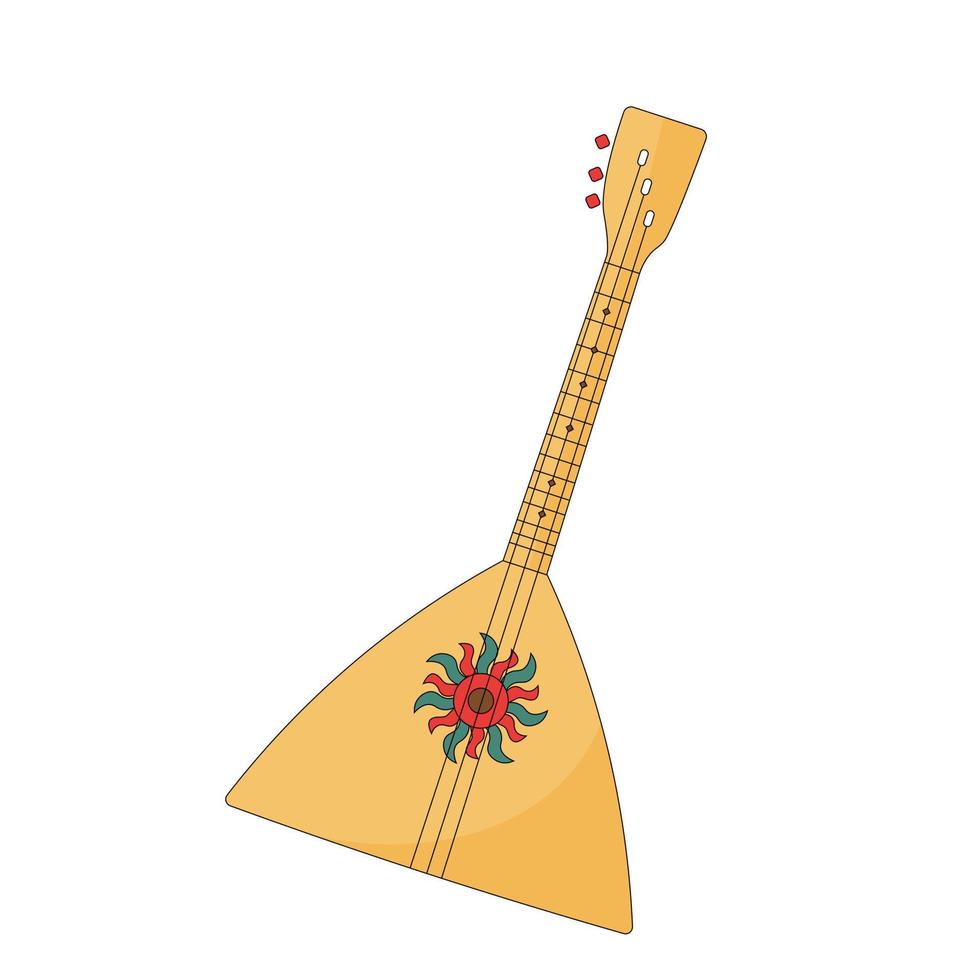 Balalaika. Musikinstrument aus Holzsaiten isoliert auf weißem Hintergrund. vektorillustration für druck, hintergründe, umschläge, verpackungen, grußkarten, poster, aufkleber und textilien vektor