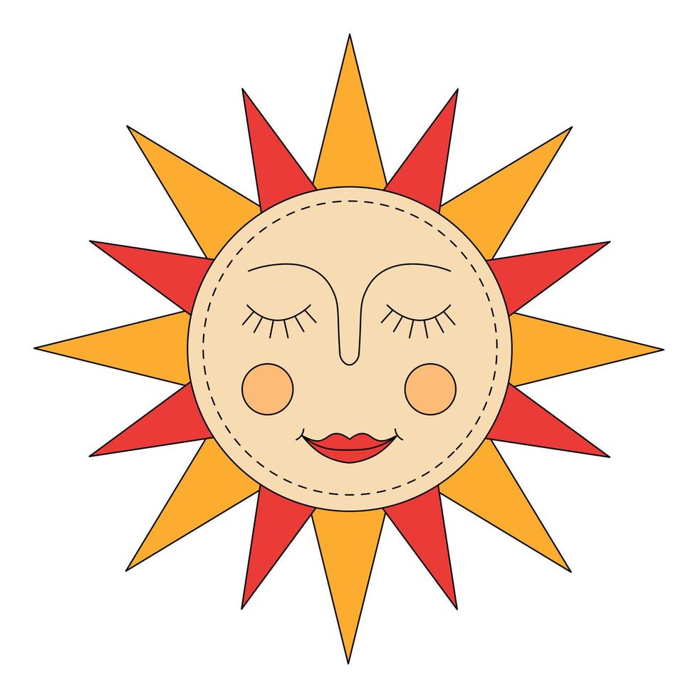 gul sol. rysk symbol helgdag våren fastelavn. dekorativ doodle vektorillustration för utskrift, bakgrunder, omslag, förpackningar, gratulationskort, affischer, klistermärken och textil vektor