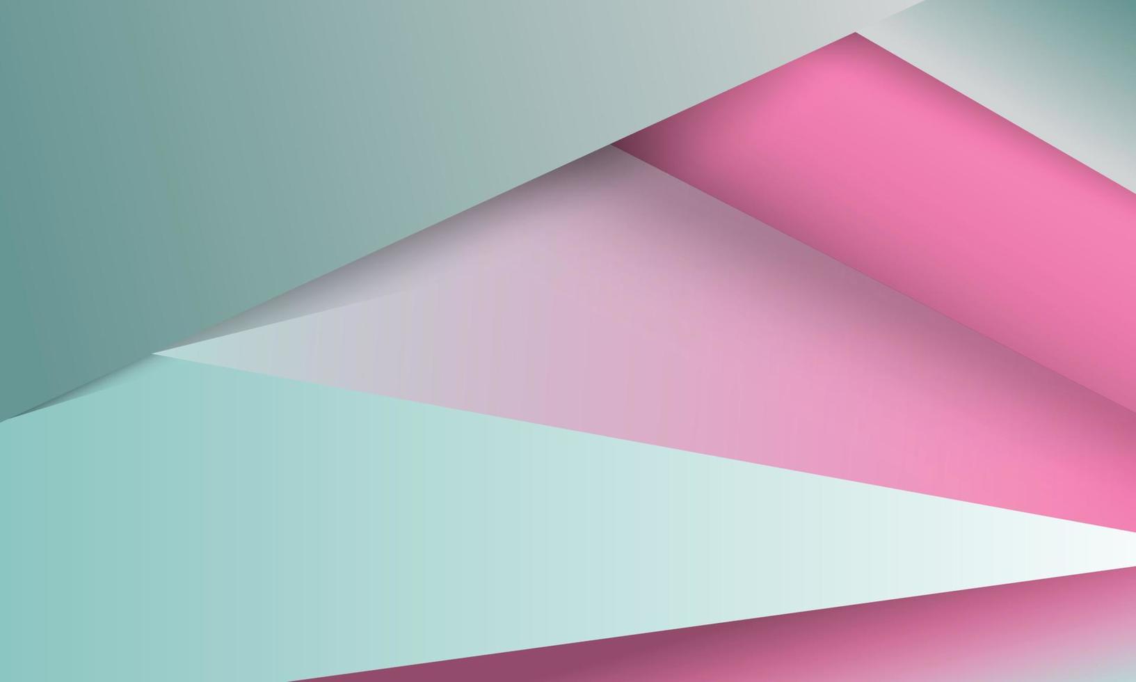 hellgrünes rosa abstraktes geometrisches Dreieckspapier, das im Hintergrund mit Farbverlauf geschnitten wurde. vektor