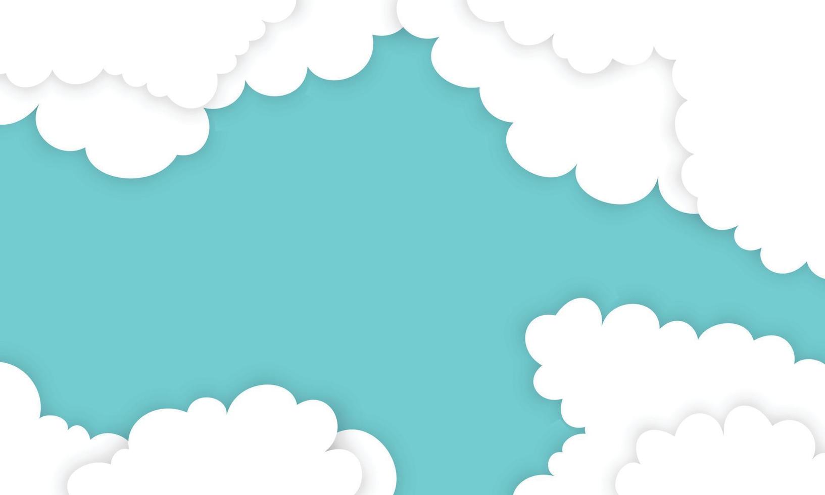 vitt moln i pappersstilar på blå bakgrund. vektor