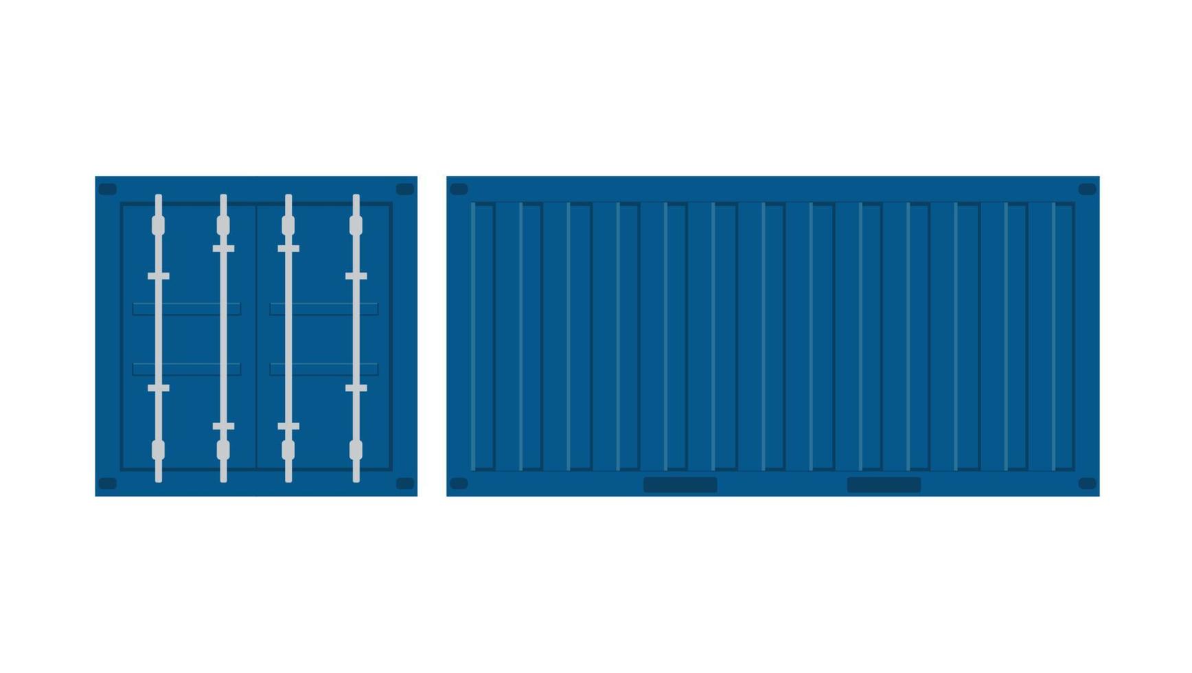 realistisk 3d-uppsättning av blå lastcontainrar. vektor illustration