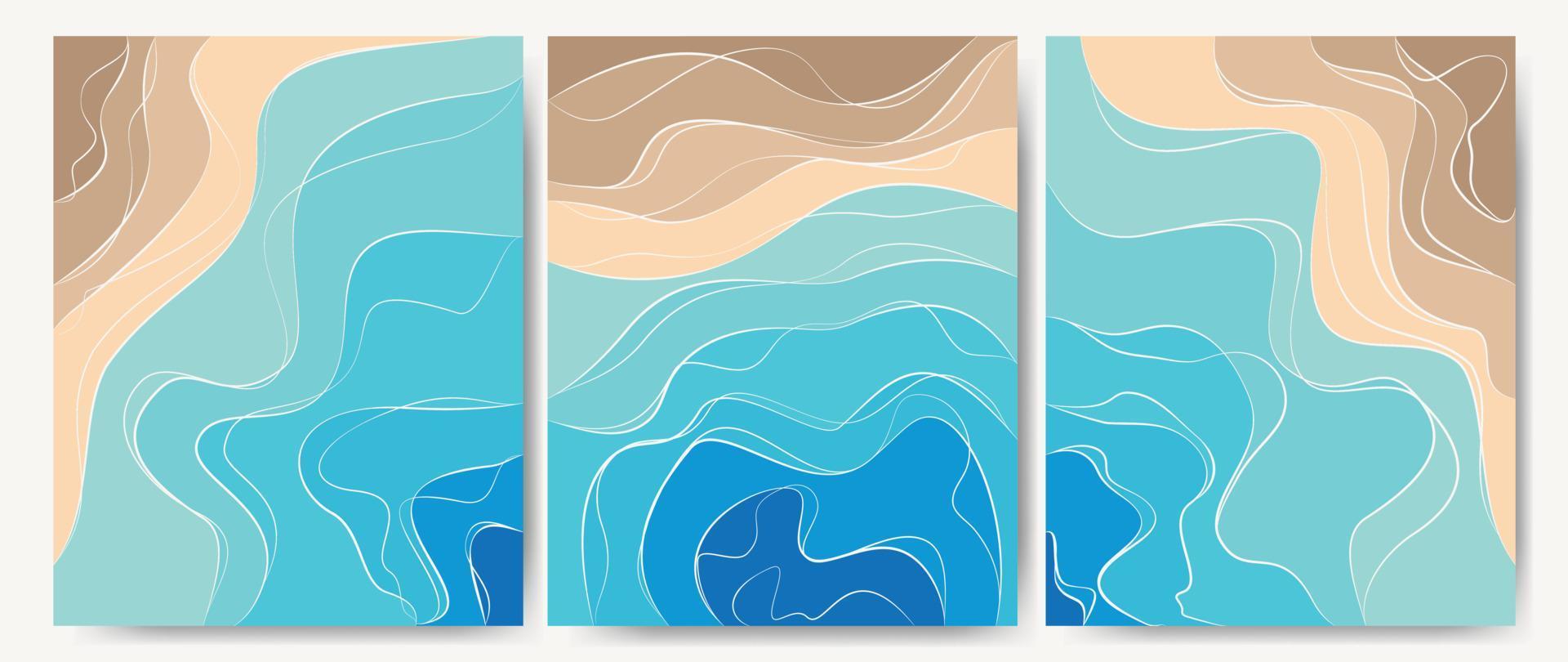 abstrakter Hintergrund sonniger Meeresstrand. Thema Sommerzeit. Template Design Textur Wasser und Sand mit einem Muster aus Wellenlinien. ideal für Abdeckungen, Stoffdrucke, Tapeten. Vektor. vektor