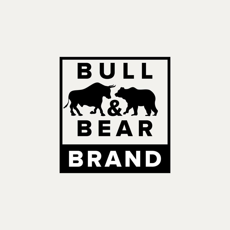 enkel bull and bear logotyp för ett varumärke vektor