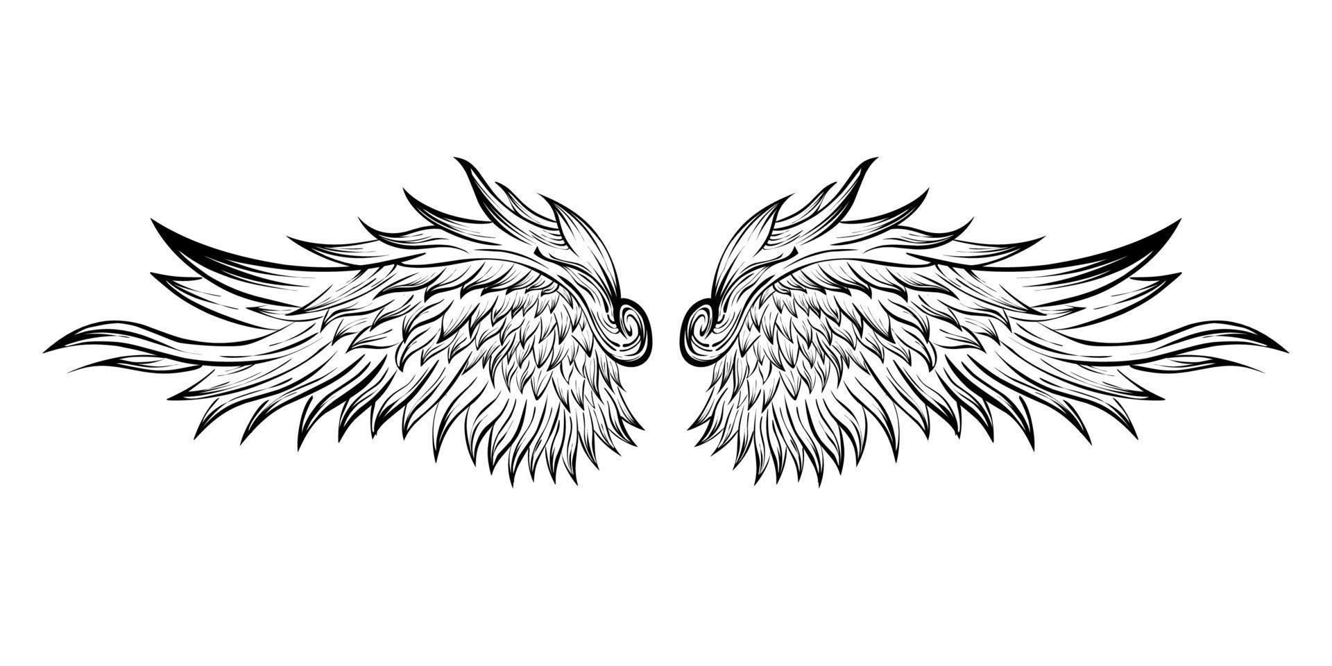 vektor svarta ängelvingar tatuering design