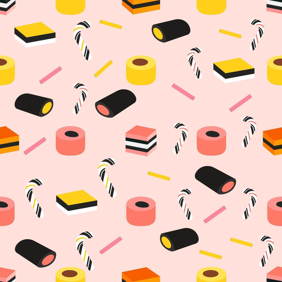 Süßholz Musterdesign bunte Süßigkeiten wiederholen pattern.vector. hintergrund für textildesign, stoffdruck, stationär, verpackung oder hintergrund vektor