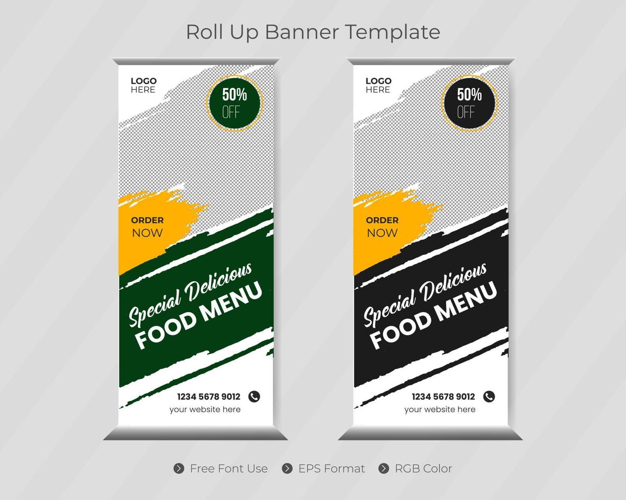 Roll-Up-Banner-Vorlage mit Restaurant-Pull-Up-Cover-Design Pro-Download vektor