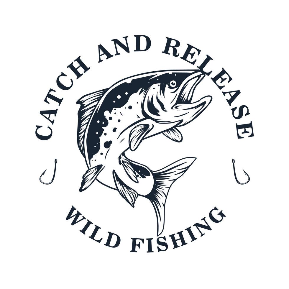 vilda fiske logotyp, catch and release vektor