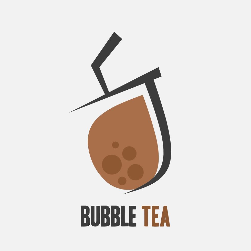 flaches, minimalistisches Bubble Tea-Vektorlogo für Shop-Identität oder Menüdesign vektor