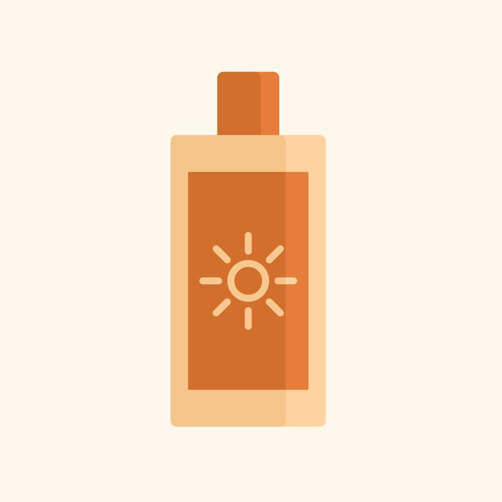 flache symbolillustration der sonnenschutzflasche für sommer, hautschutz oder schönheitsgestaltungselemente vektor