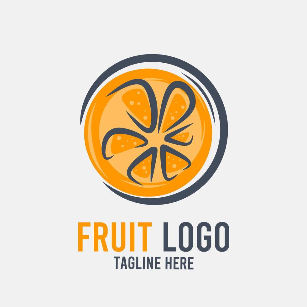 einfaches orangefarbenes Fruchtvektorlogo mit einzigartigem Stil für Ihre Geschäftsidentität vektor