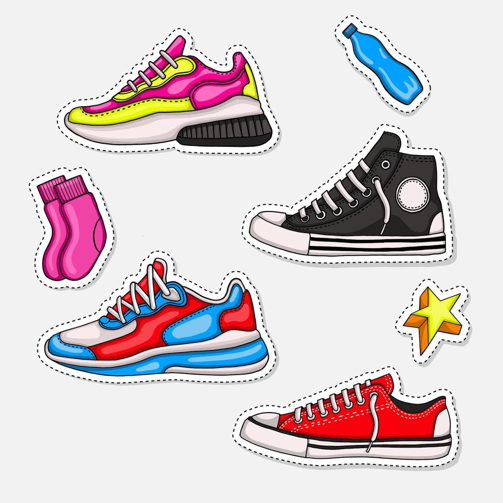 sneaker vektor illustration. passar för modekollektion eller sportkollektion. platt färg handritad stil