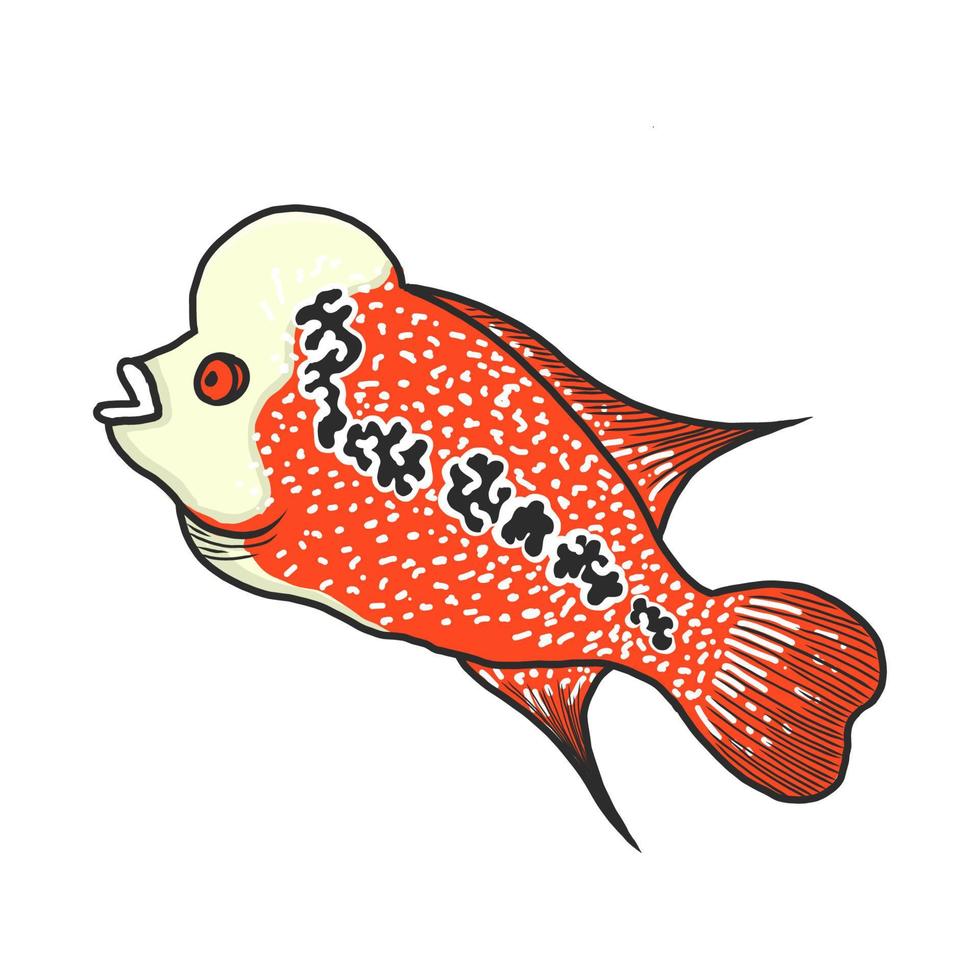 Blumenhornfisch-Vektorillustration. handgezeichneter Stil vektor