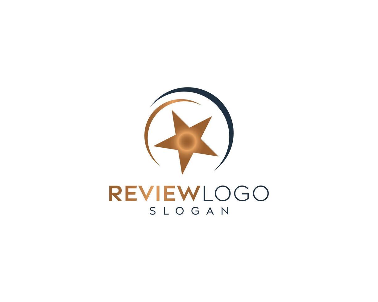 Review-Star-Logo-Design, goldfarbenes Star-Review-Vektor-Logo-Design vektor