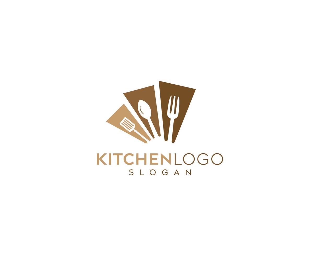 abstrakte Küche, Restaurant-Logo-Design, Löffel- und Gabel-Symbol-Vektor-Logo-Design vektor