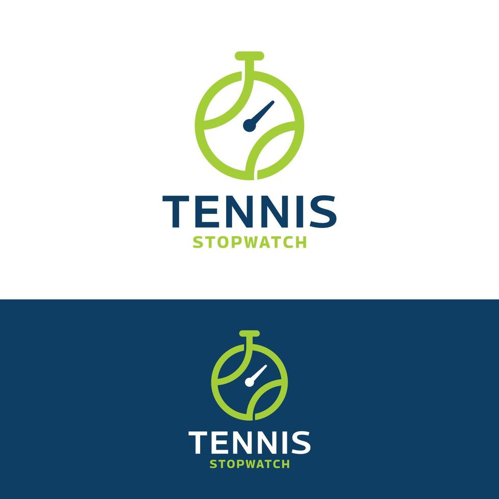 tennis tid stoppur logotyp formgivningsmall. lämplig för tennisbollsplanerare tävlingsmatchmästerskap eller tennisföretags varumärkesapplikation i enkel modern linjelogodesign vektor