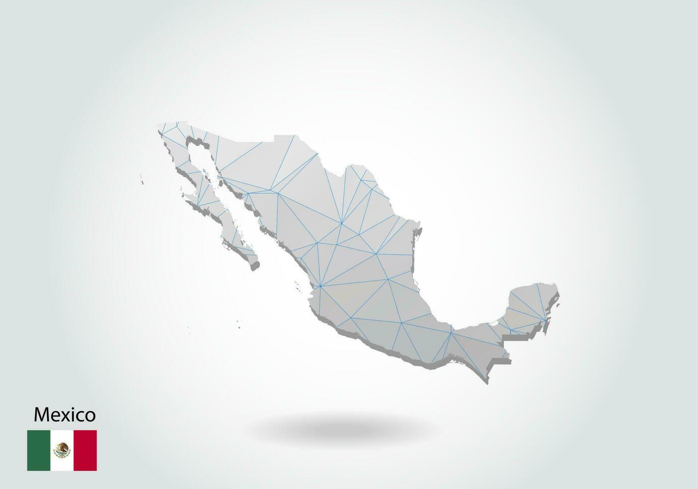 vektor karta över Mexiko med trendiga trianglar design i polygonal stil på mörk bakgrund, kartform i modern 3d papperssnitt konst stil. skiktad pappersutskärningsdesign.