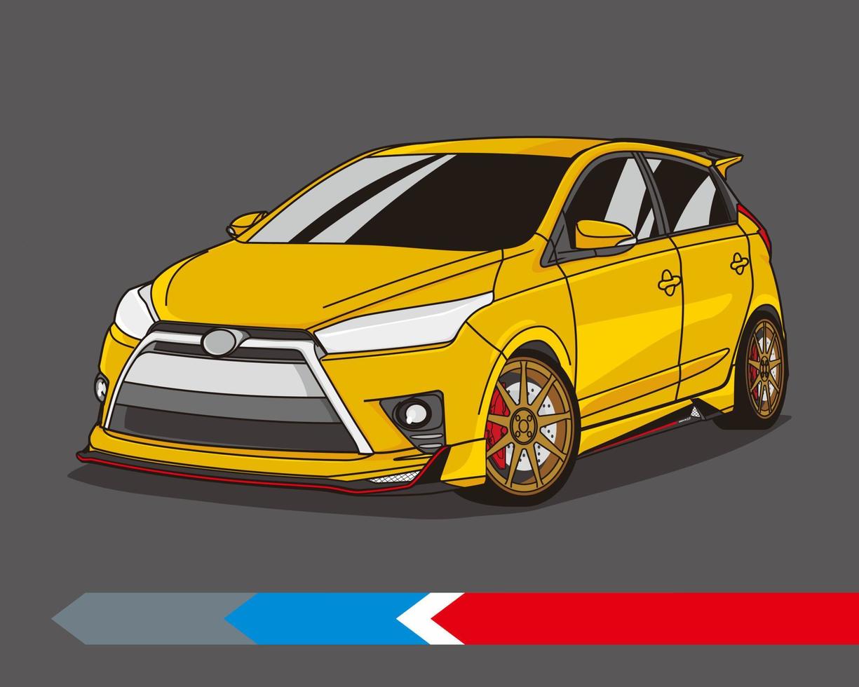 grafisk gul bil på grå bakgrund vektor