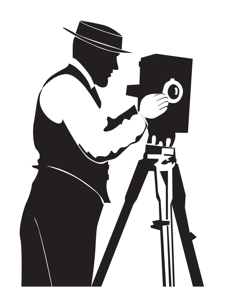 Silhouette des Fotografen auf weißem Hintergrund vektor