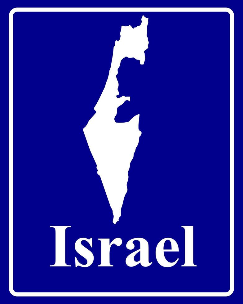 Zeichen als weiße Silhouettenkarte von Israel vektor