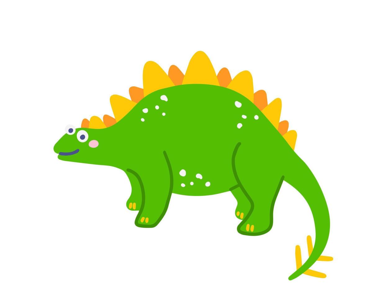 söt växtätande dinosaurie stegosaurus, platt vektorillustration i handritad stil på vit bakgrund vektor