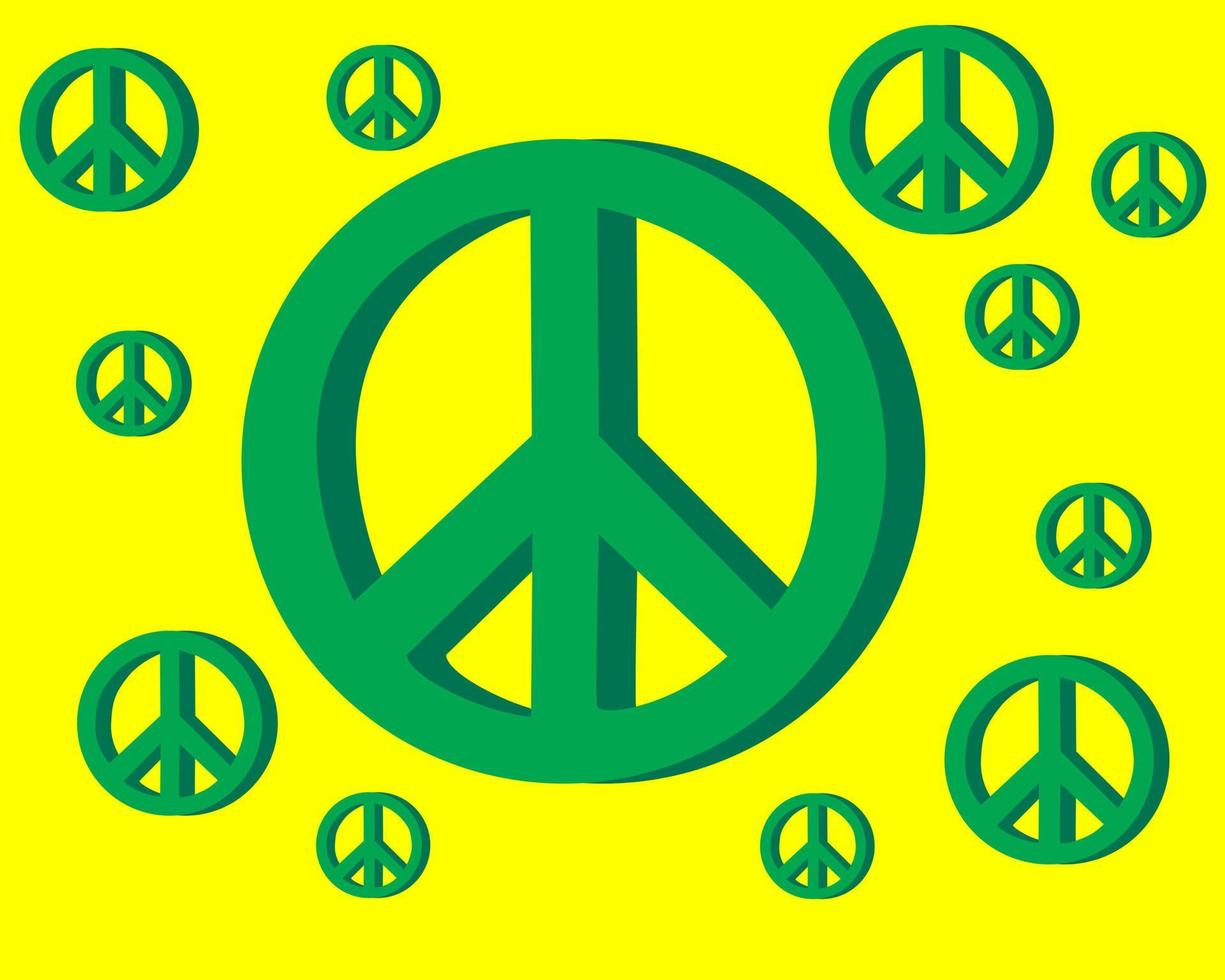 Friedenszeichen auf gelbgrünem Hintergrund vektor