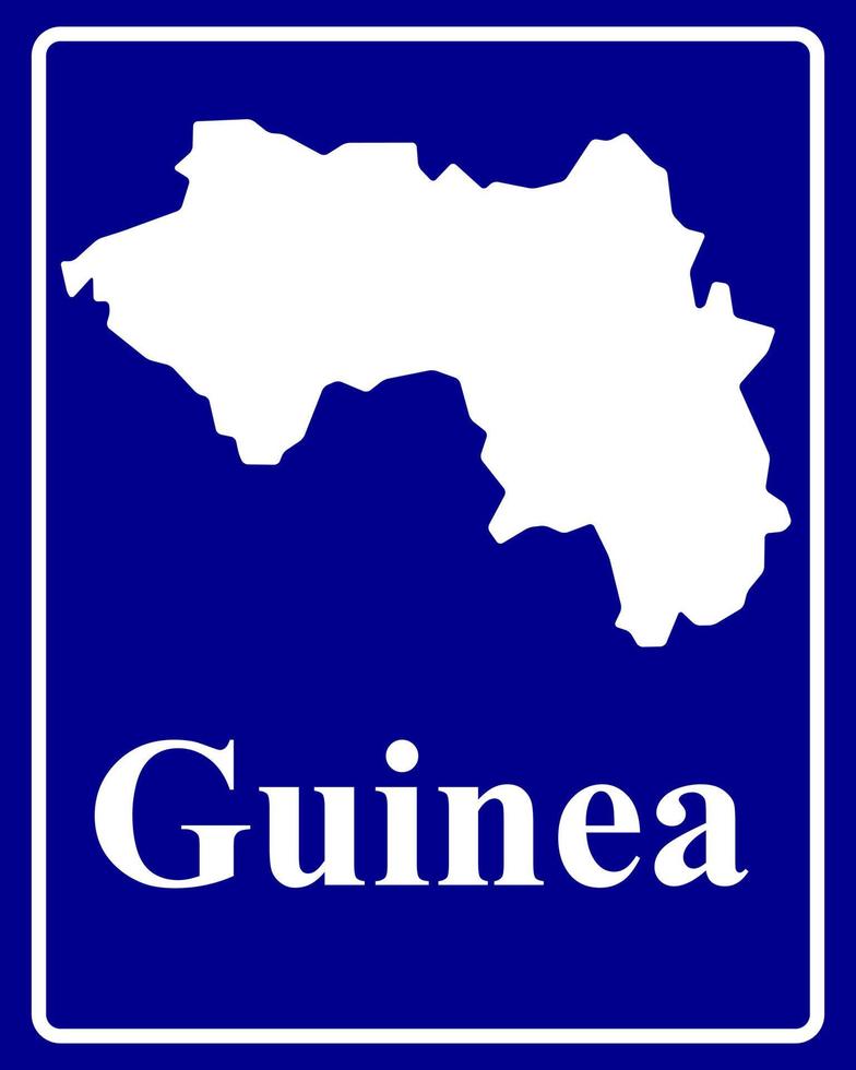 Zeichen als weiße Silhouettenkarte von Guinea vektor