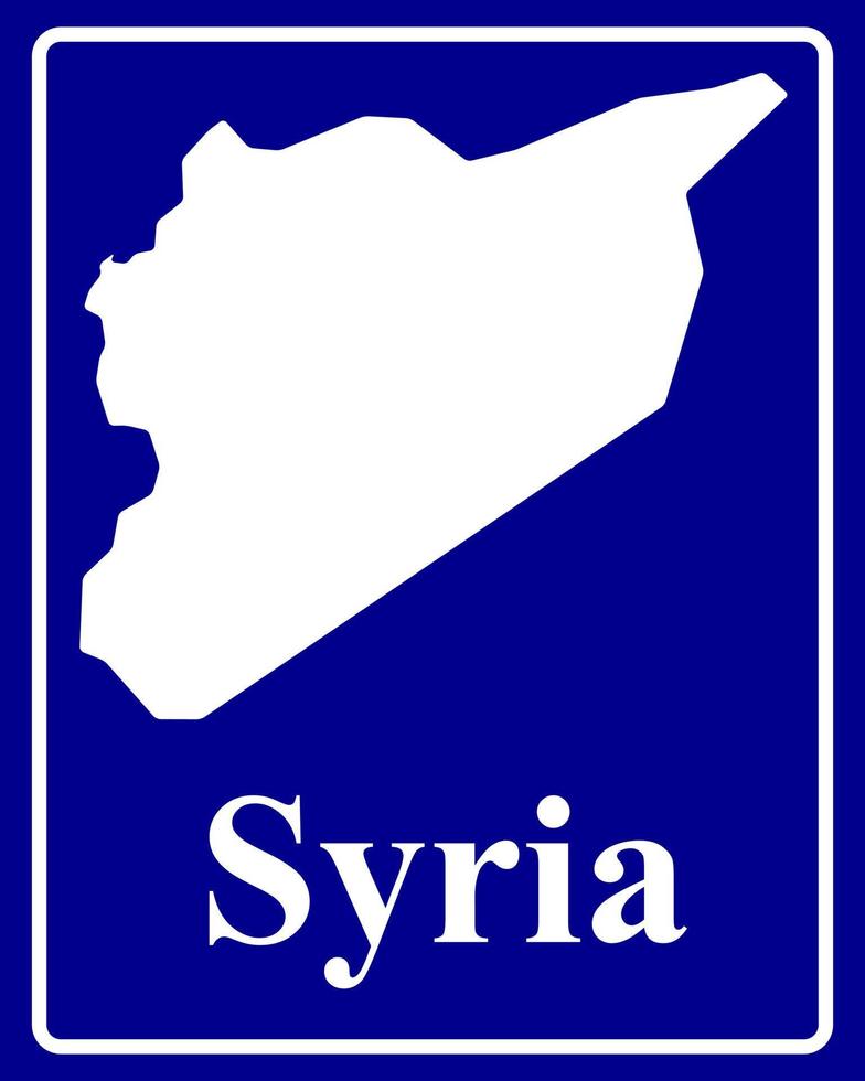 Zeichen als weiße Silhouettenkarte von Syrien vektor