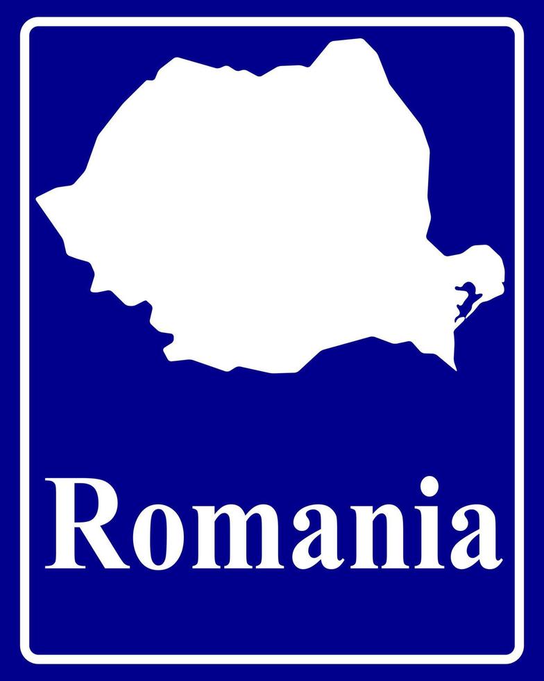 tecken som en vit siluett karta över Rumänien vektor