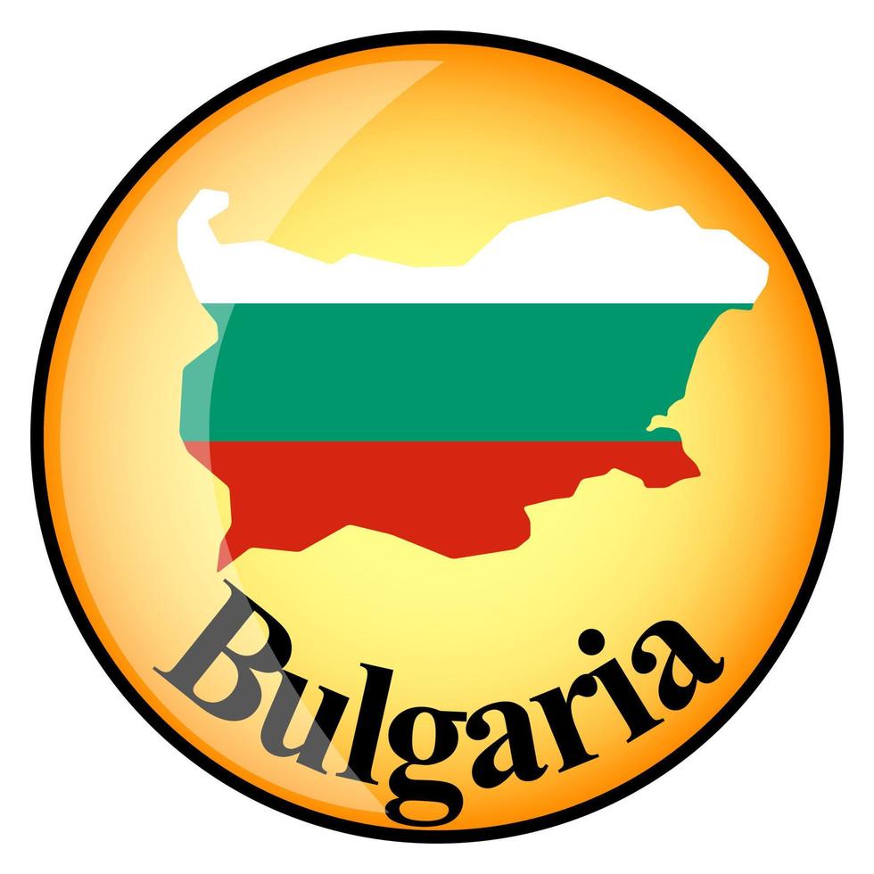 Oranger Knopf mit den Bildkarten von Bulgarien vektor