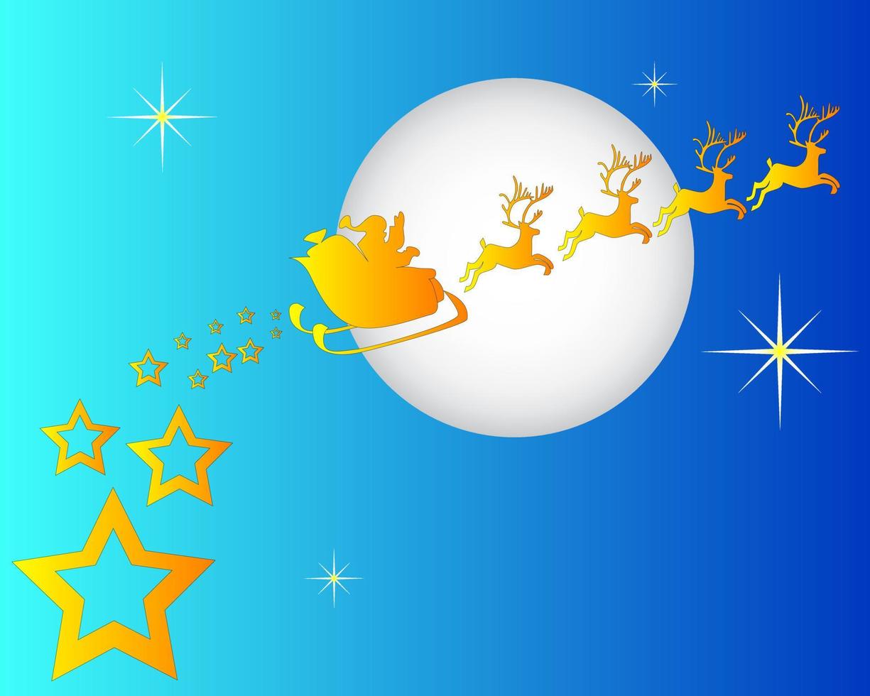gyllene siluett av jultomten på en stjärna bakgrund vektor