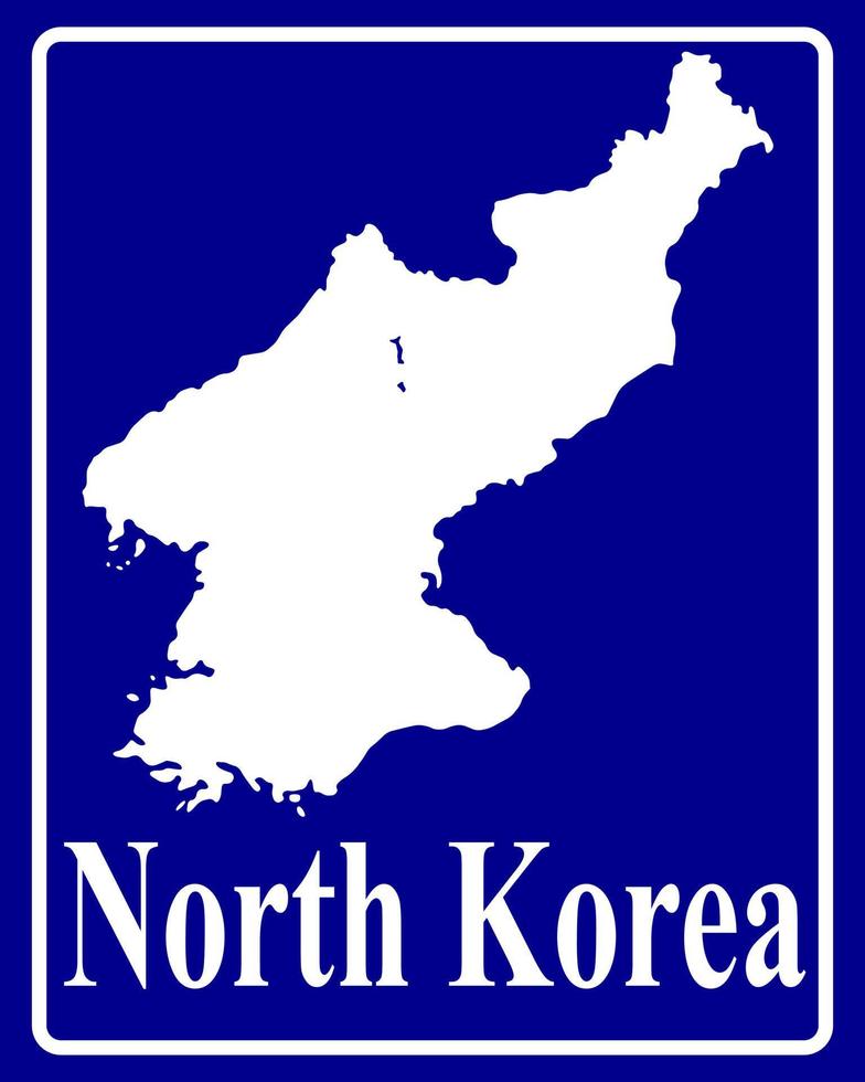 tecken som en vit siluett karta över Nordkorea vektor