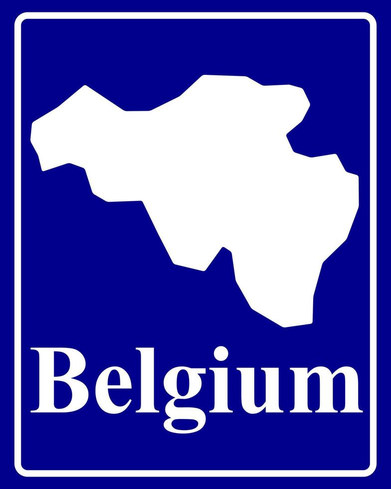 Zeichen als weiße Silhouettenkarte von Belgien vektor