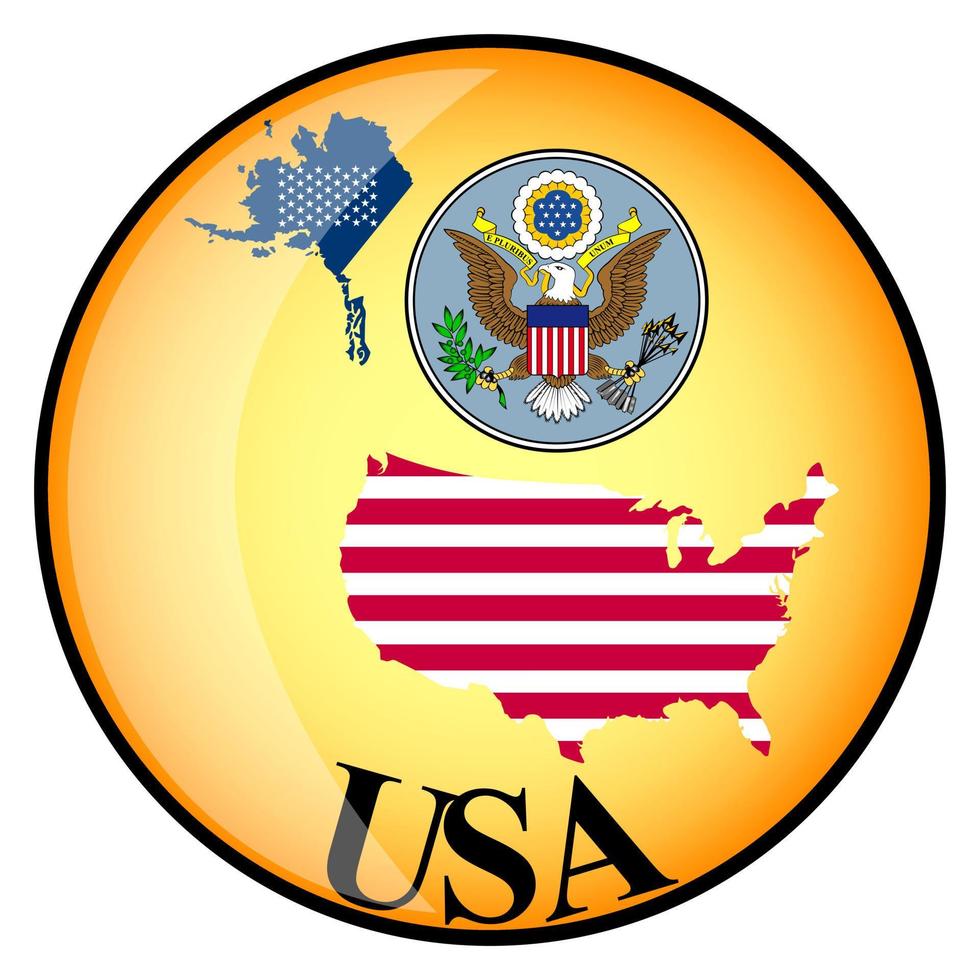 Oranger Knopf mit den Bildkarten der USA vektor