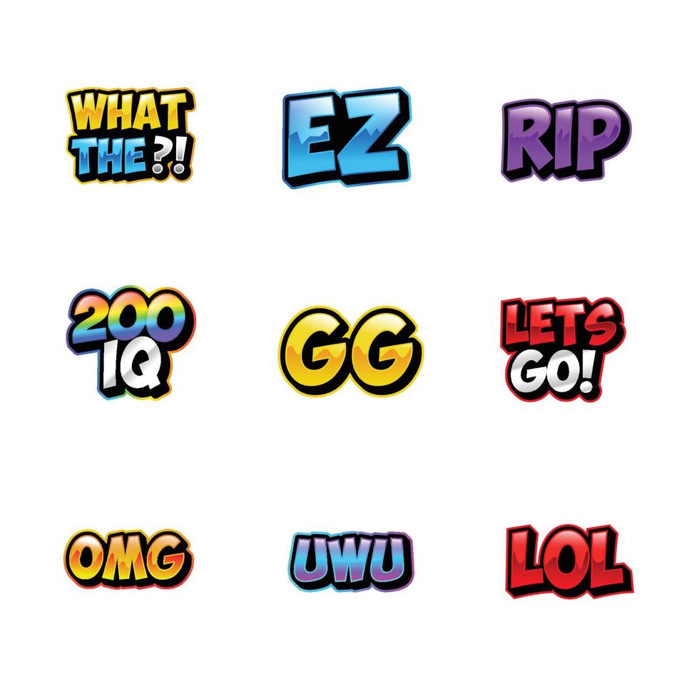 text emotes samling. kan användas för twitch youtube. grafisk konversation textelement illustration set vektor