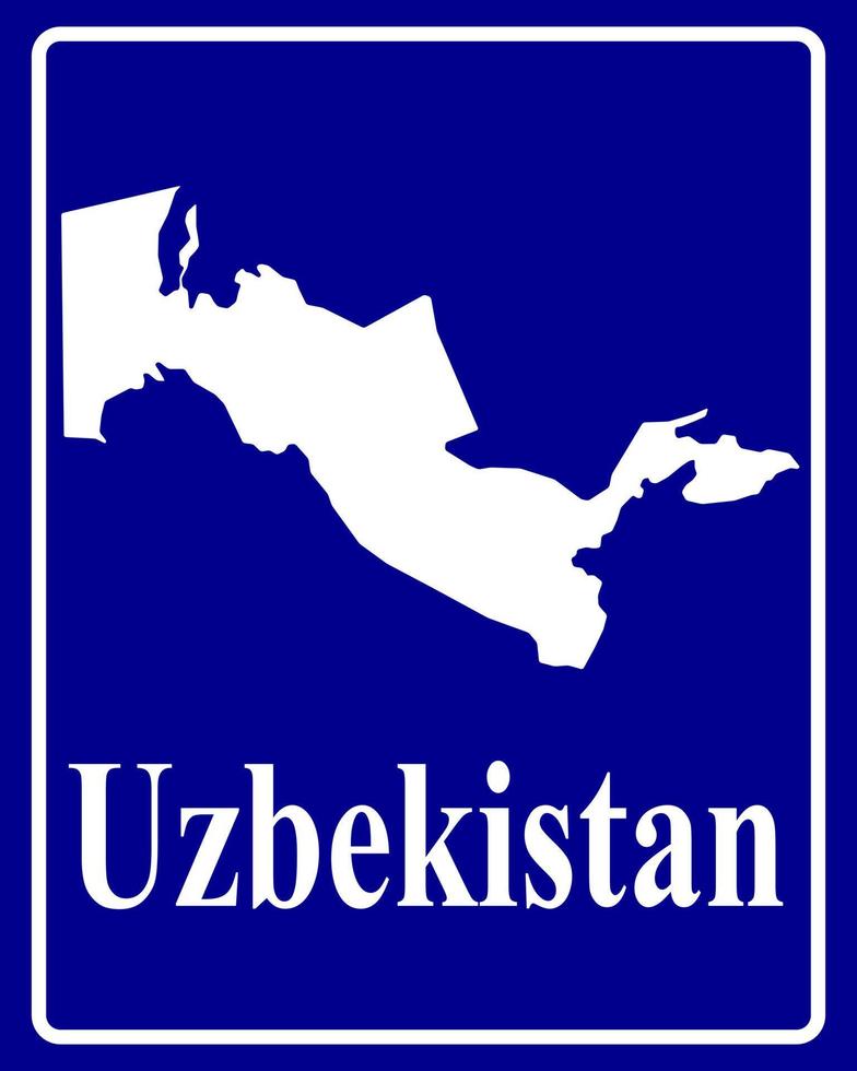 tecken som en vit siluett karta över uzbekistan vektor