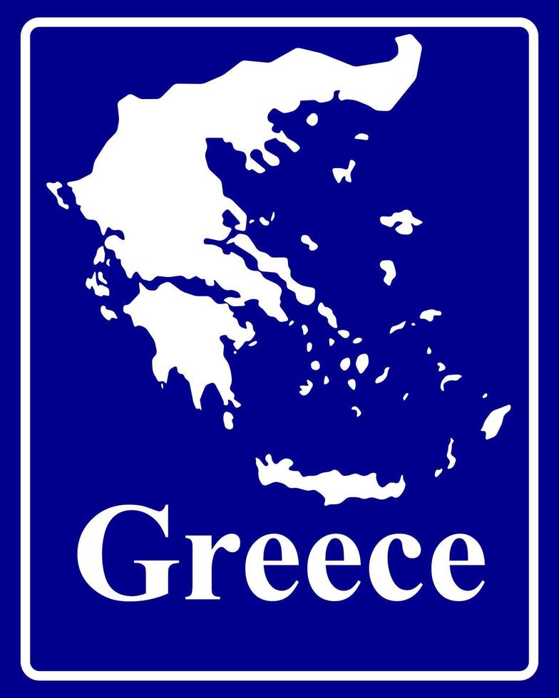 Zeichen als weiße Silhouettenkarte von Griechenland vektor