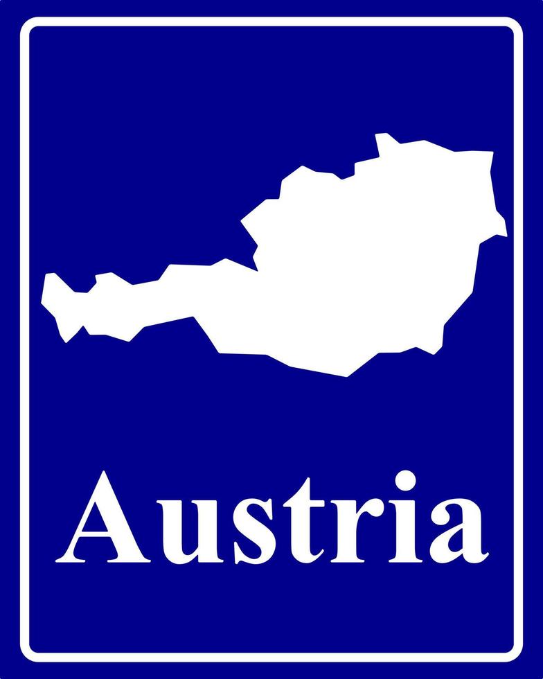 tecken som en vit siluett karta över Österrike vektor
