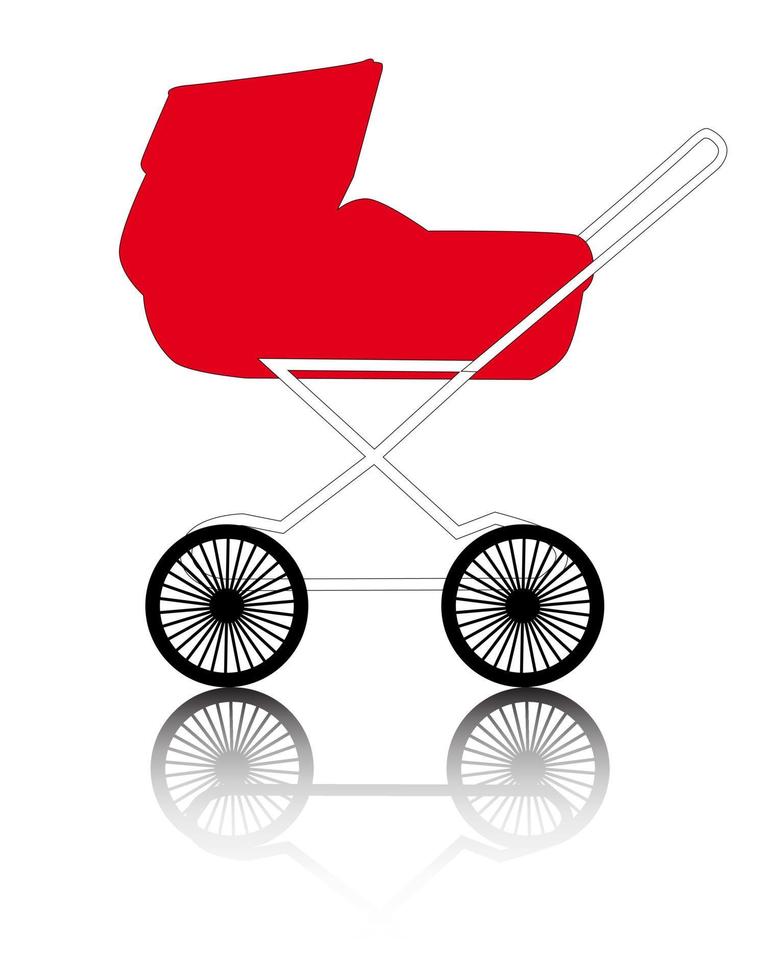 röd barnvagn på vit bakgrund vektor