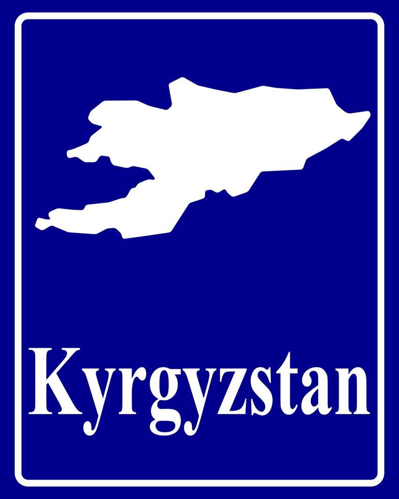 Zeichen als weiße Silhouettenkarte von Kirgisistan vektor