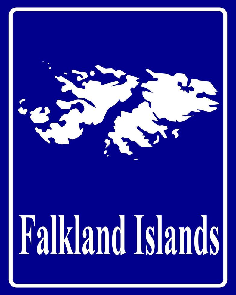 tecken som en vit siluettkarta över Falklandsöarna vektor
