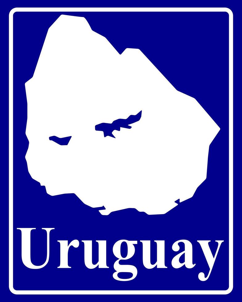 Melden Sie sich als weiße Silhouettenkarte von Uruguay an vektor